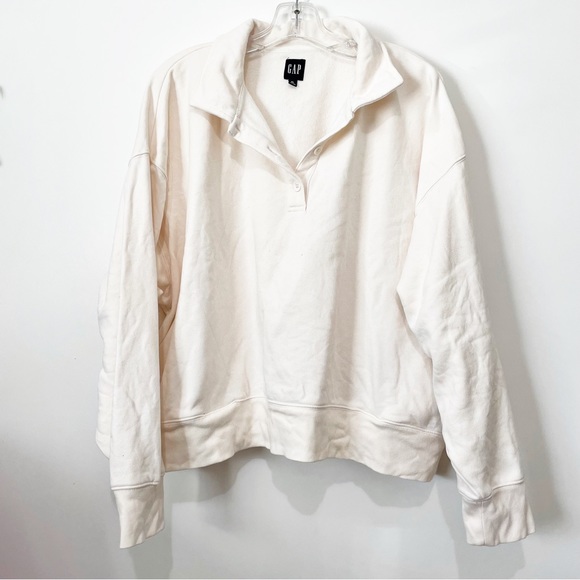 GAP Tops - GAP Vintage Soft Henley Cream Polo Sweatshirt Top XL